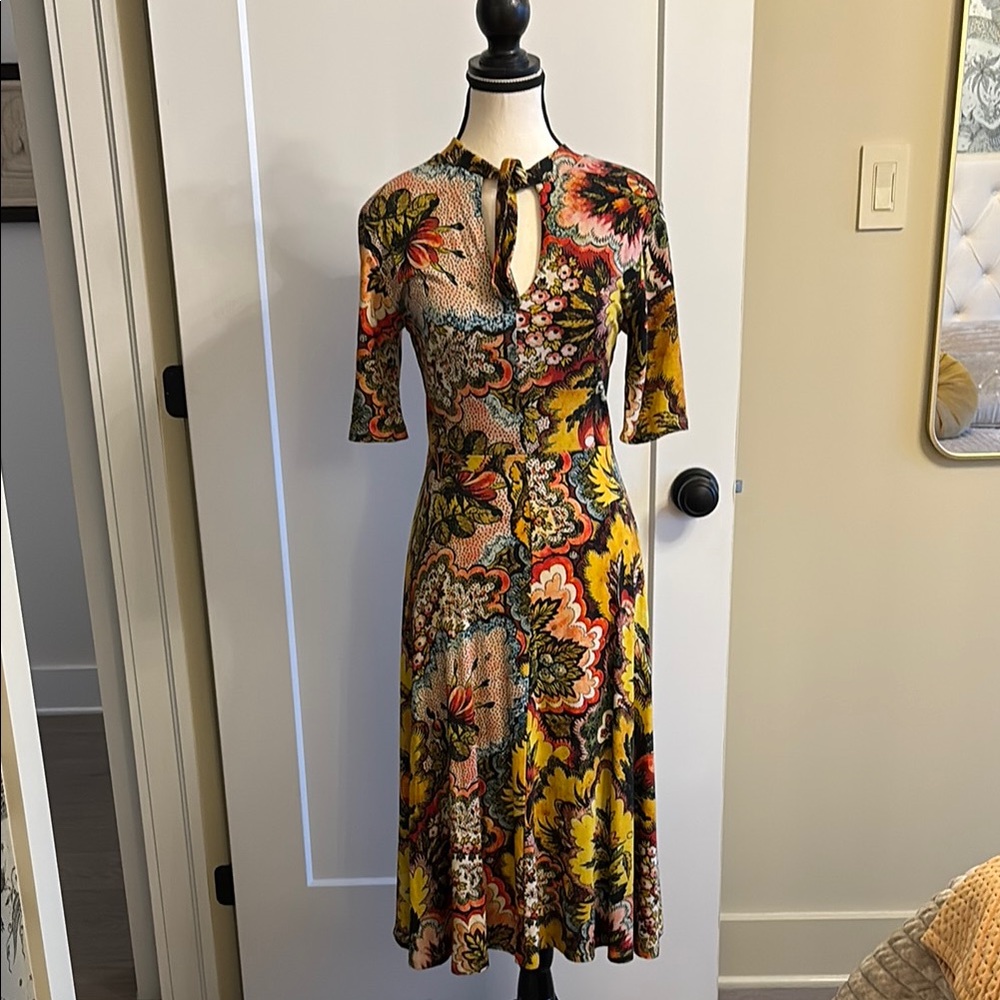Desigual Vibrant Floral Dress with Keyhole Detail